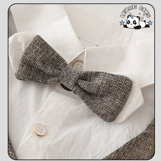 LEZONKIDS - High Quality Wholesale Boys Vest Suit Three Piece Shirt Pant Set Baby Boy Cotton Clothing Set for Birthday